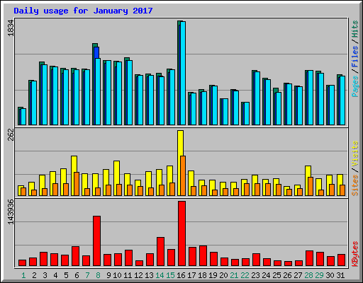 Daily usage for January 2017