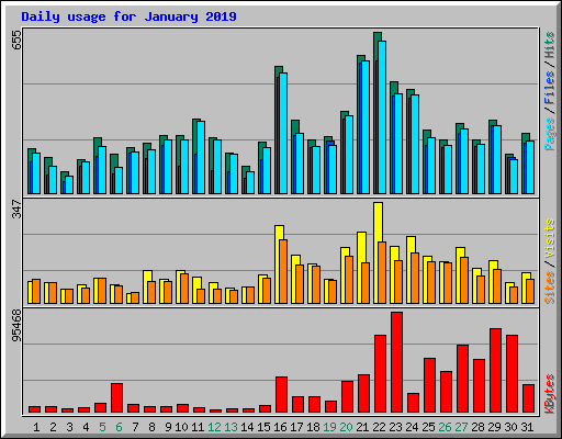 Daily usage for January 2019