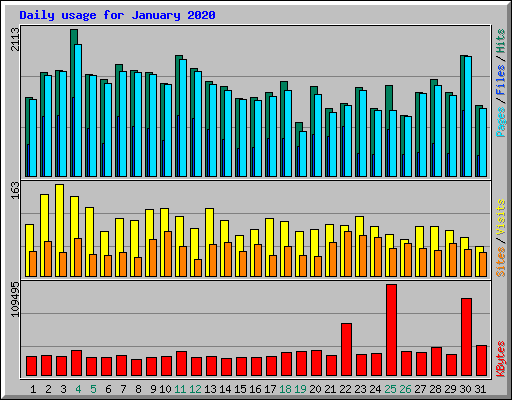 Daily usage for January 2020