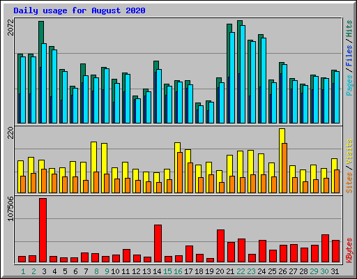 Daily usage for August 2020