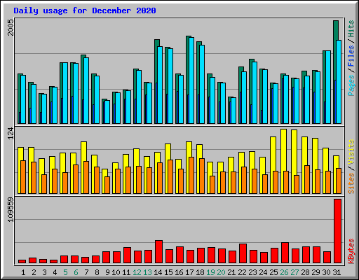 Daily usage for December 2020