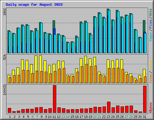 Daily usage for August 2022