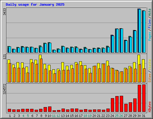 Daily usage for January 2025